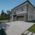 Wjazd do garażu w drobnej kostce brukowej